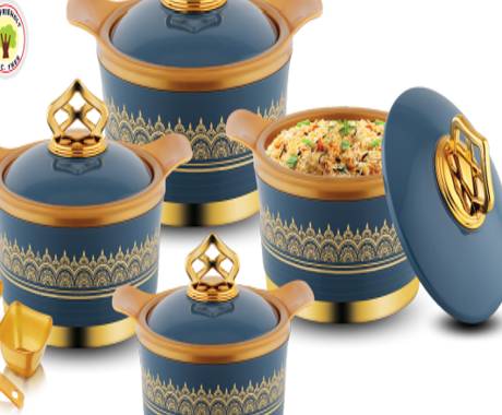 Royal Blue & Gold Insulated Plastic Casserole Set