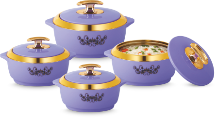 Royal Blue & Gold Insulated Plastic Casserole Set