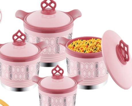 Designer Pink Insulated Plastic Casserole Set