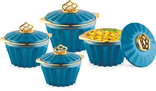 Royal Teal Crown Insulated Plastic Casserole Set