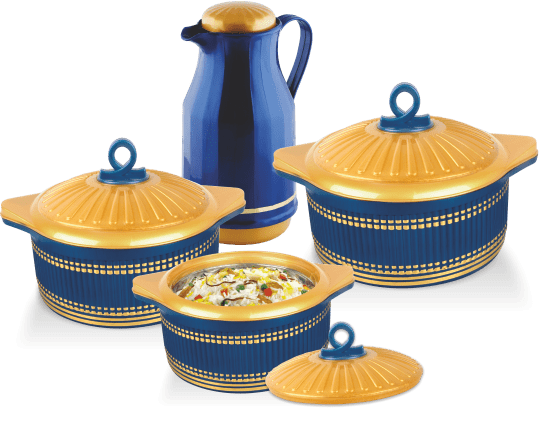 Royal Blue Feast Insulated Casserole & Flask Set