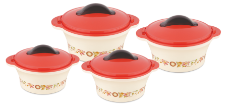 Red Blossom Insulated Plastic Casserole Set